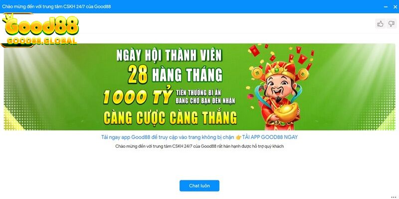 Liên lạc với Good88 qua chat online